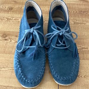 Blue Suede Moccasin Booties - Hush Puppies - 8.5